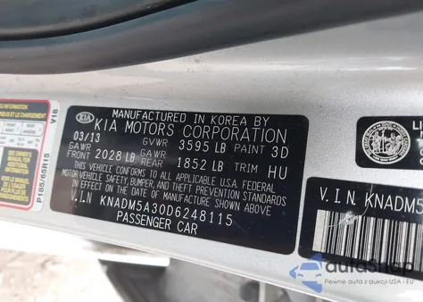 2013 Kia Rio Lx from USA, damaged, VIN KNADM5A30D6248115